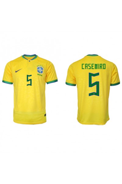 Fotbalové Dres Brazílie Casemiro #5 Domácí Oblečení MS 2022 Krátký Rukáv